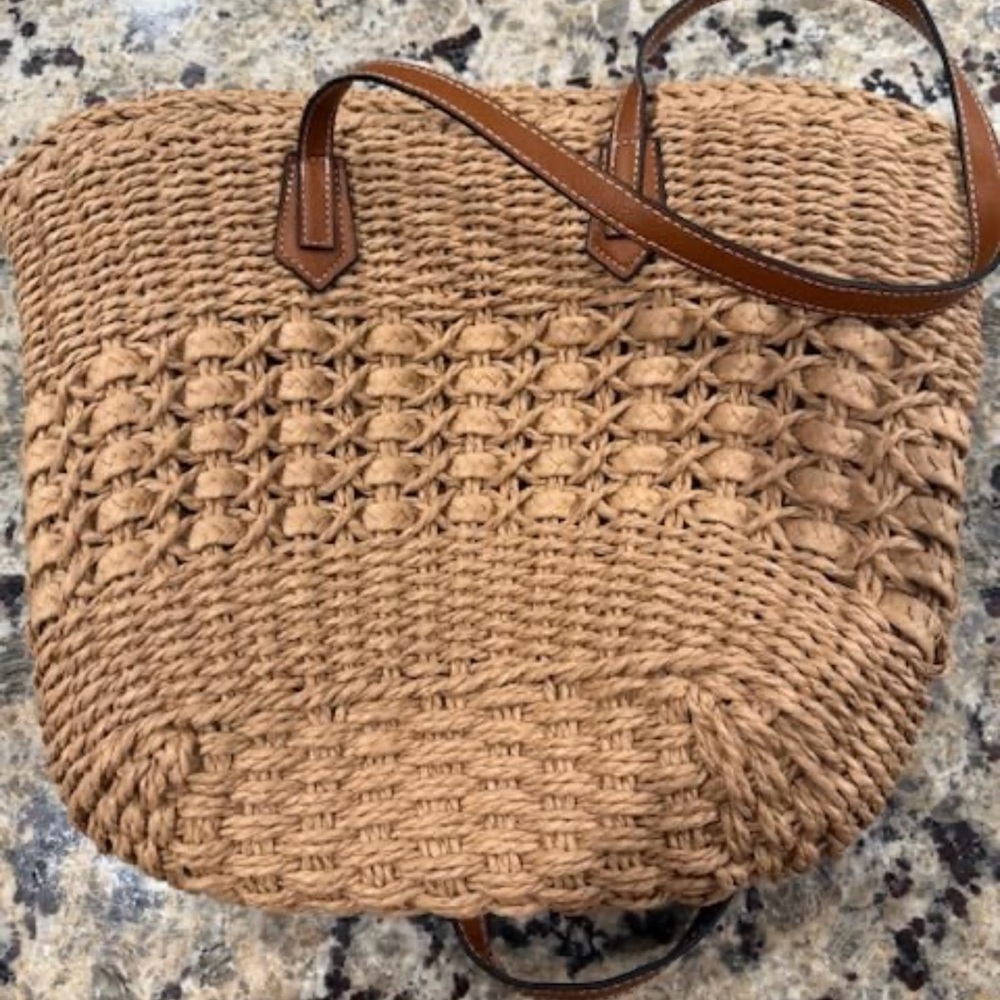 Stylish Tan Woven Tote Bag